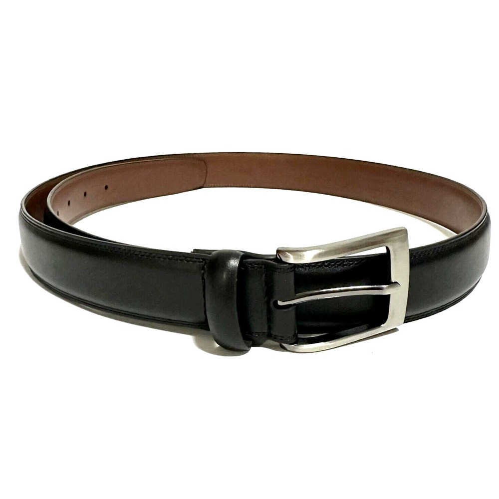 Perry Ellis Belt Men's Size L 38-40 Black Bonded Leather Stitches Edges - Picture 2 of 8